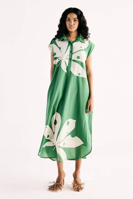 Kharakapas Maple Leaf Shirt Dress 