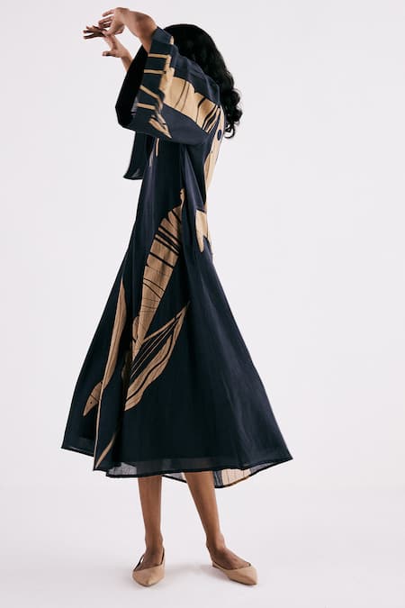 Buy Kharakapas Black Cotton V-neck Paradise Pop Printed Dress Buy_Kharakapas_Black Cotton V-neck Paradise Pop Printed Dress