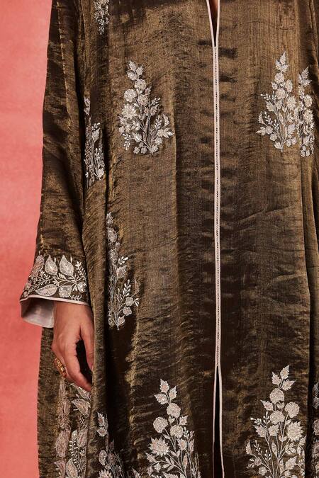 Buy Sue Mue Black Handloom Cotton, Silk, Tissue Sequins, Samiya Thread Gathered Kurta Set Online at Aza Fashions Buy_Sue Mue_Black Handloom Cotton, Silk, Tissue Sequins, Samiya Thread Gathered Kurta Set _Online_at_Aza_Fashions