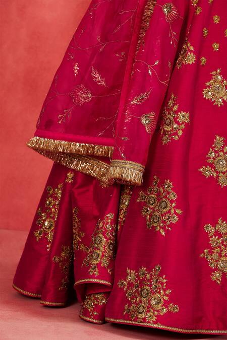 Shop Sue Mue Pink Silk Organza, Ramie Sequins, Yasmin Embroidered Lehenga Blouse Shop_Sue Mue_Pink Silk Organza, Ramie Sequins, Yasmin Embroidered Lehenga Blouse