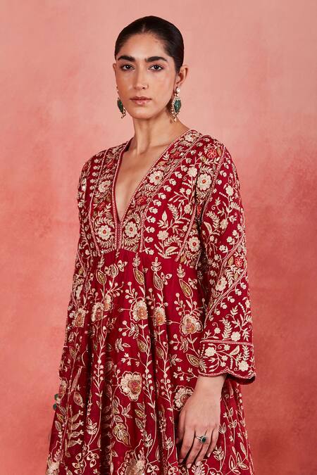 Buy Sue Mue Red , Organza Sequins, Beads, Embroidery Aisha Floral Anarkali Set Online at Aza Fashions Buy_Sue Mue_Red , Organza Sequins, Beads, Embroidery Aisha Floral Anarkali Set _Online_at_Aza_Fashions