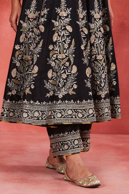 Shop Sue Mue Black Silk Organza, Ramie Sequins, Beads, Baseema Floral Jaal Anarkali Set Online at Aza Fashions Shop_Sue Mue_Black Silk Organza, Ramie Sequins, Beads, Baseema Floral Jaal Anarkali Set _Online_at_Aza_Fashions