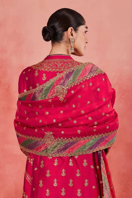 Buy_Sue Mue_Pink , , Embroidery, Latifa Dori Panelled Kurta Set _Online_at_Aza_Fashions