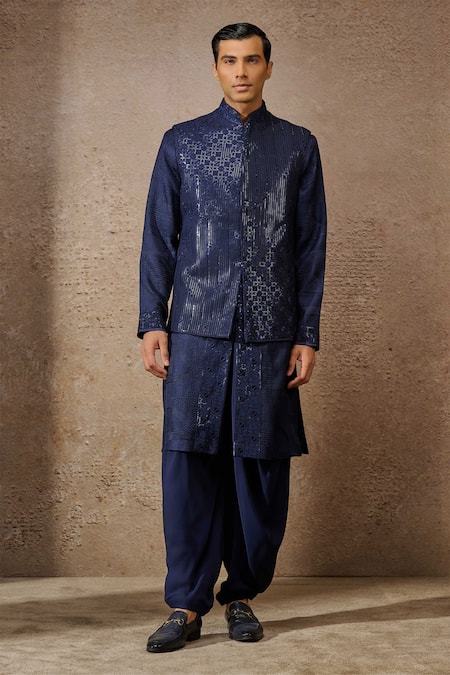 Tarun Tahiliani Geometric Sequin Embroidered Bundi 