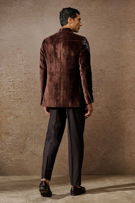 Tarun Tahiliani Floral Thread Embroidered Bandhgala Set 