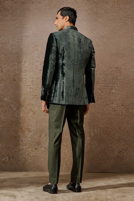 Tarun Tahiliani Floral Thread Work Bandhgala Set 