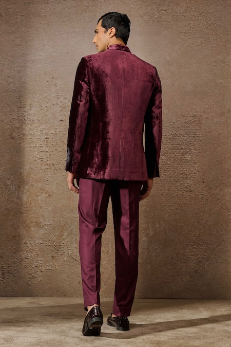 Tarun Tahiliani Floral Thread Embroidered Bandhgala Trouser Set 