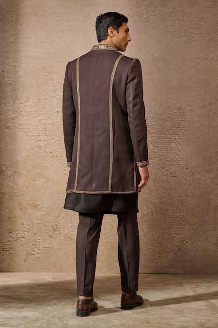 Tarun Tahiliani Floral Thread Embroidered Sherwani Set 