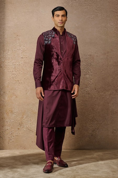 Tarun Tahiliani Floral Embroidered Waistcoat Kurta Set 