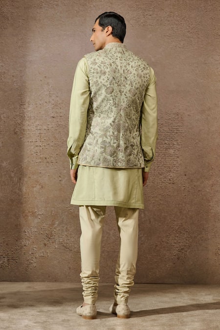 Tarun Tahiliani Floral Embroidered Waistcoat Kurta Set 