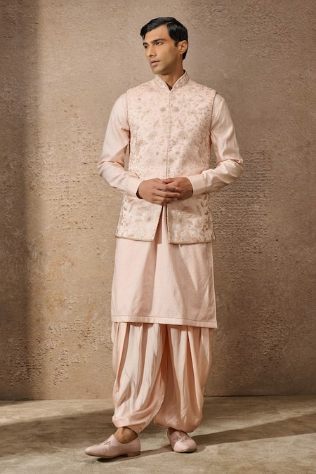 Tarun Tahiliani Thread Embroidered Floral Waistcoat Kurta Set 