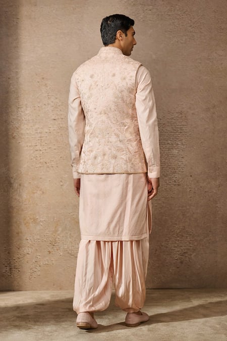 Tarun Tahiliani Thread Embroidered Floral Waistcoat Kurta Set 