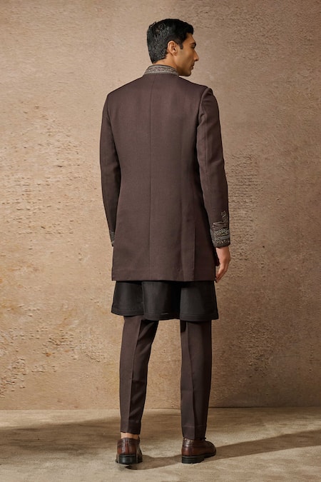 Tarun Tahiliani Bead Neckline Embroidered Bandhgala Set 