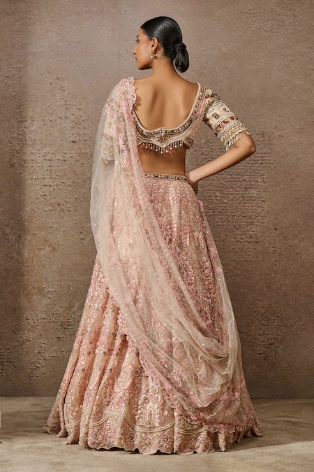 Tarun Tahiliani Floral Thread Embroidered Bridal Lehenga Set 