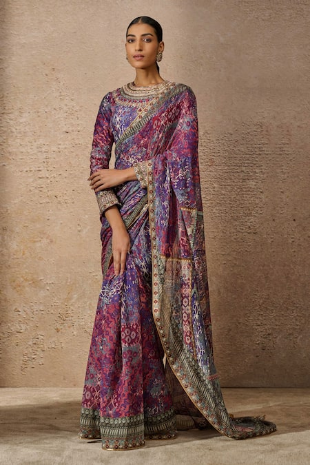 Tarun Tahiliani Geometric Print Saree With Blouse 