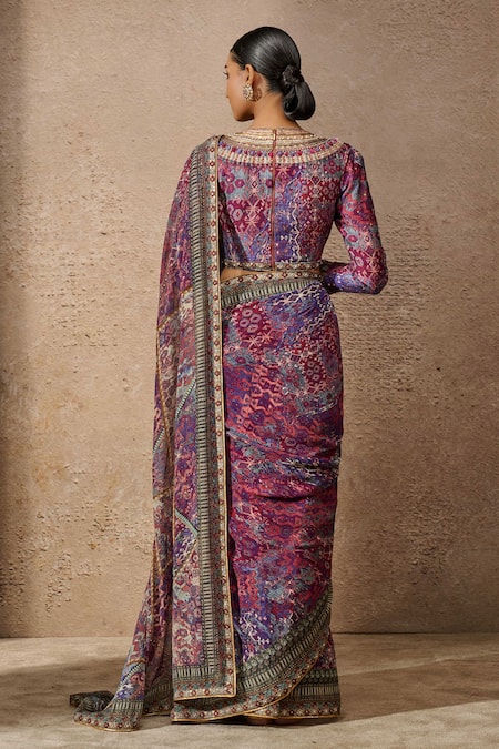 Tarun Tahiliani Geometric Print Saree With Blouse 