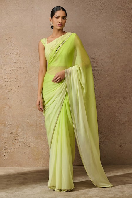 Tarun Tahiliani Ombre Embellished Border Saree With Blouse 