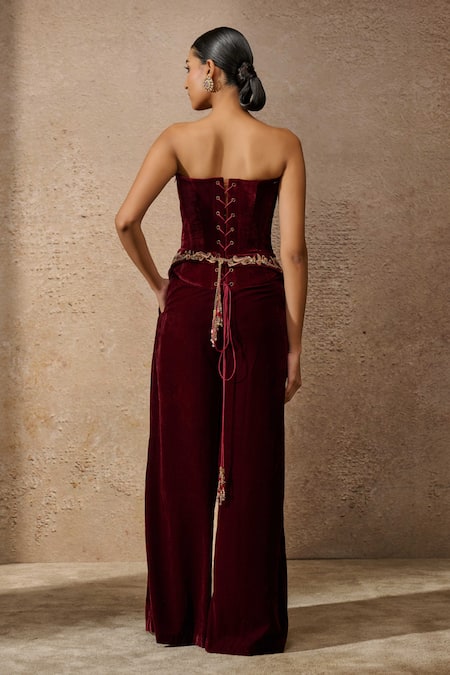 Tarun Tahiliani Crystal Embellished Corset & Trouser Set 