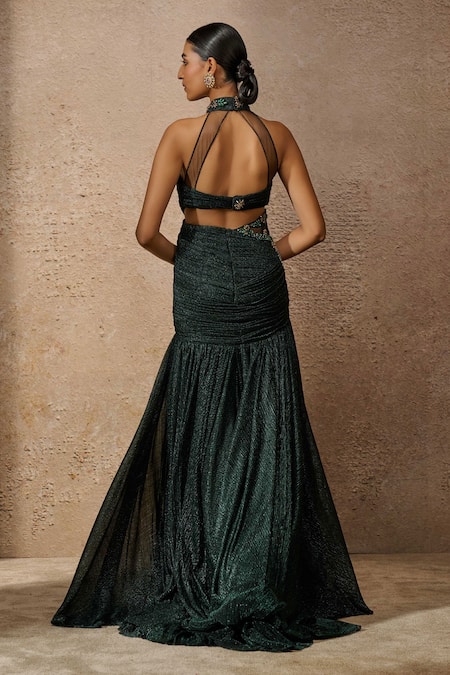 Tarun Tahiliani Crystal Embellished Sculpted Gown 
