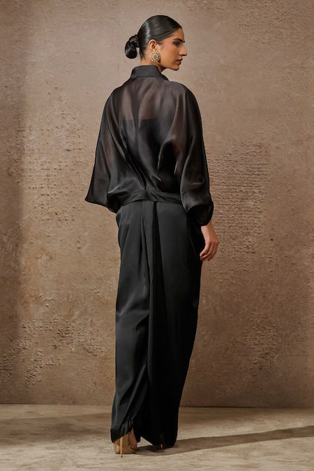 Tarun Tahiliani Metallic Stud Embellished Top Trouser Set 