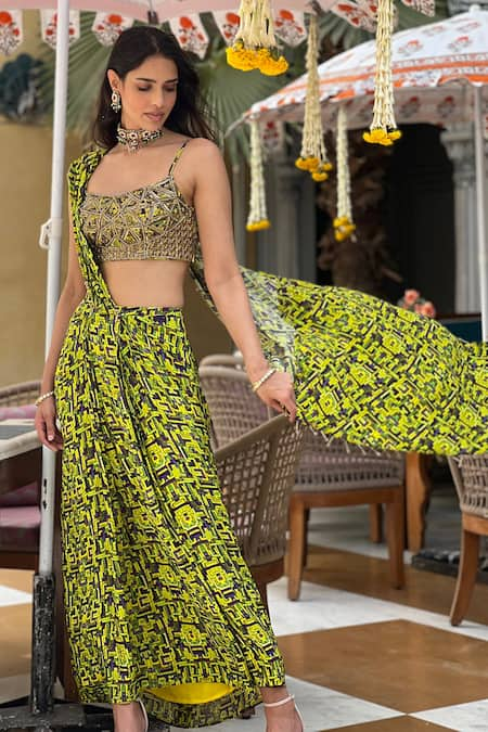 Mehak Murpana Printed Saree With Embroidered Blouse 