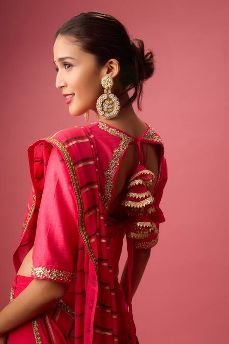 Nikasha_Pink Organza, Georgette, Gota Patti, Double Layered Lehenga Set _at_Aza_Fashions