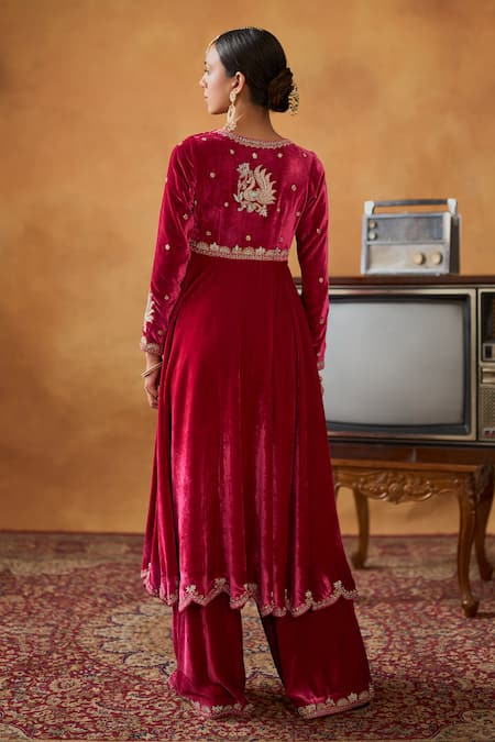 Bhawna Sethi Jodhaa Zari Embroidered Anarkali Flared Pant Set 