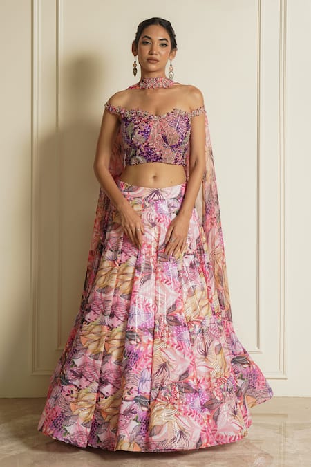 Vesture Starflower Sprinkles Embroidered Kalidar Lehenga Set 