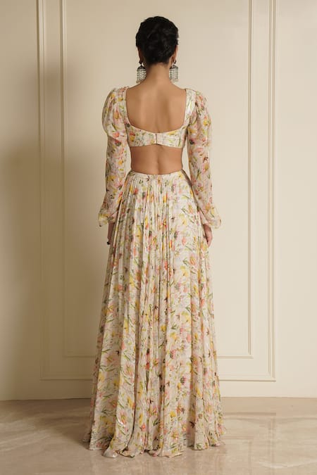 Vesture Daisy Delights Floral Embroidered Cutout Gown 