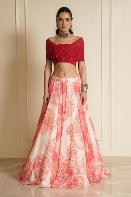 Vesture Floral Fusion Print Lehenga With Blouse 