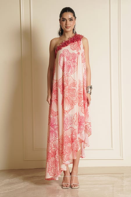 Vesture Blossom Bonanza Print Asymmetric Kaftan Dress 