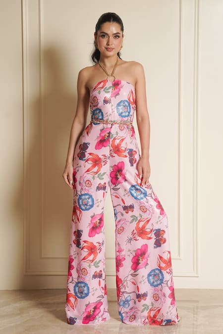 Vesture Petal Pizza Floral Print Jumpsuit 