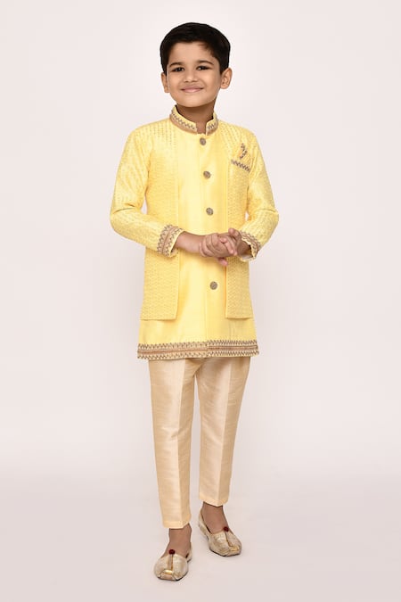 Petite Pomme Sequin Embellished Layered Sherwani With Pyjama 