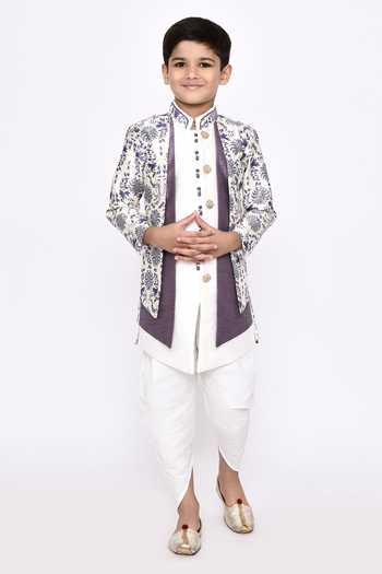 Petite Pomme Layered Botanic Pattern Sherwani With Dhoti Pant 