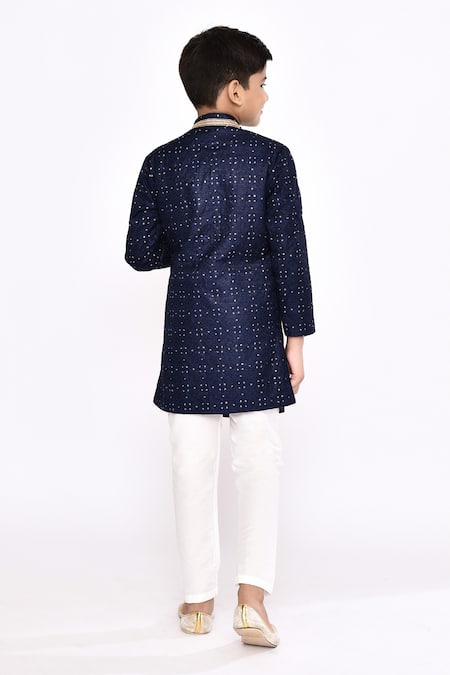 Petite Pomme Threadwork Sequin Sherwani With Pyjama 