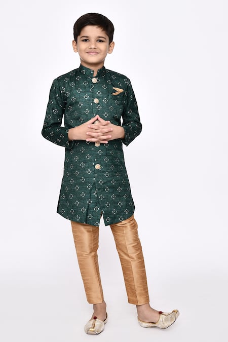 Arihant Rai Sinha Green Sherwani Champion Silk Embellished Sequin Butti With Pyjama 