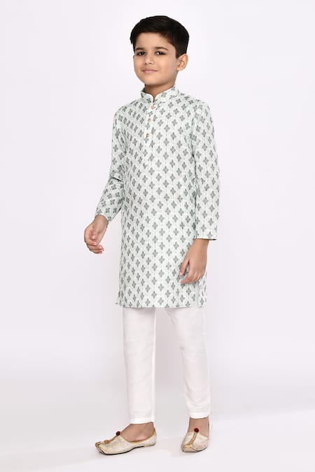 Shop_Petite Pomme_Off White Rayon, Silk Embroidery Floral Pattern Kurta With Pyjama _Online_at_Aza_Fashions