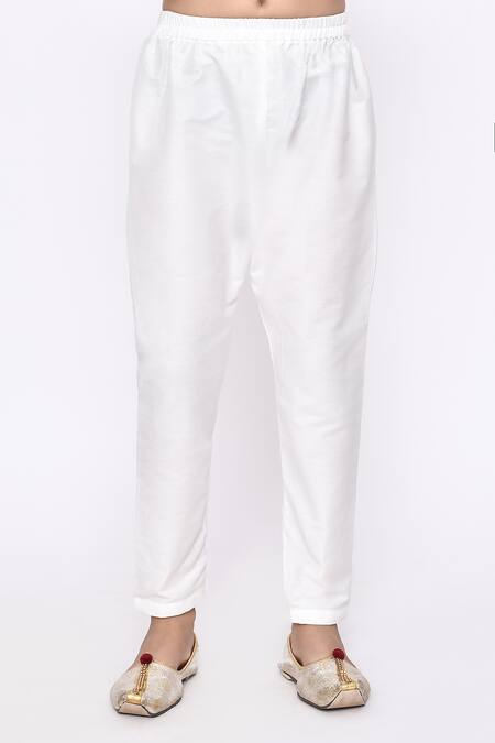 Petite Pomme_Blue Rayon, Silk Embroidery Geometric Motif Kurta With Pyjama _Online_at_Aza_Fashions