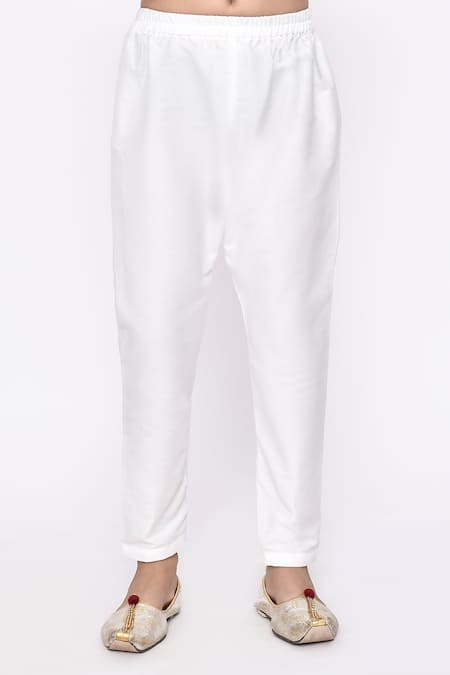 Petite Pomme_Pink Kota Doria, Silk Sequins Embroidered Asymmetric Sherwani And Pyjama Set _Online_at_Aza_Fashions