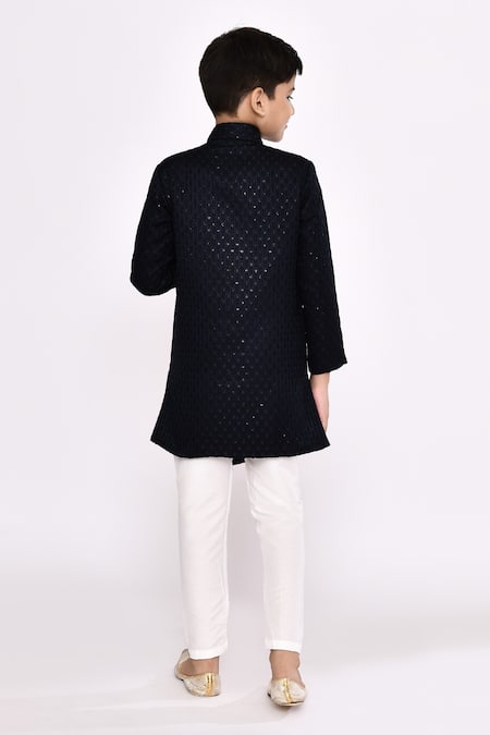 Petite Pomme Sequin Work Asymmetric Sherwani & Pyjama Set 