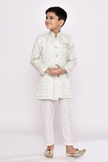 Petite Pomme Asymmetric Sequin Work Sherwani & Pyjama Set 