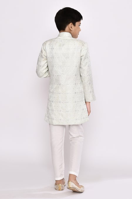 Petite Pomme Asymmetric Sequin Work Sherwani & Pyjama Set 