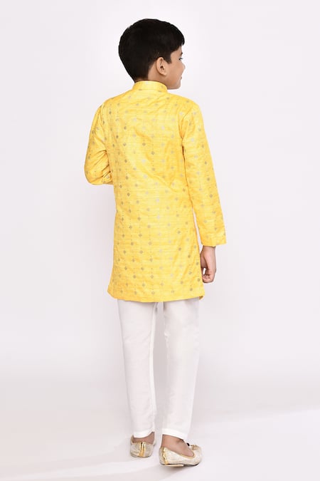 Petite Pomme Sequin Geometric Embroidered Sherwani & Pyjama Set 