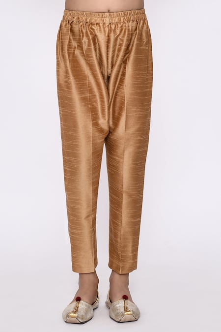 Petite Pomme_Blue Silk Sequins, Embroidery Thread Sherwani And Pyjama Set _Online_at_Aza_Fashions