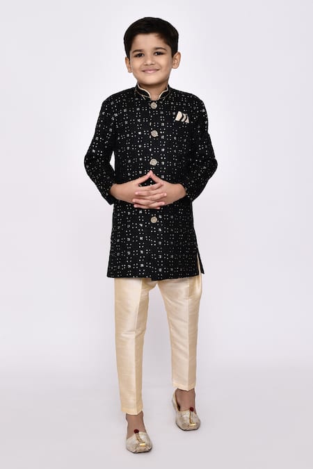 Arihant Rai Sinha Black Sherwani Champion Silk Embroidered Sequin And Pyjama Set 