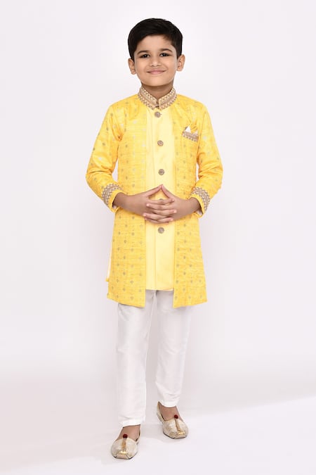 Petite Pomme Sequin Embroidered Attached Jacket Sherwani With Pyjama 