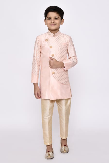 Arihant Rai Sinha Peach Sherwani Banarasi Silk Embroidered Sequin Overlapping With Pyjama 