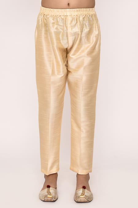 Petite Pomme_Green Silk Sequins Embroidered Sherwani And Pyjama Set _Online_at_Aza_Fashions