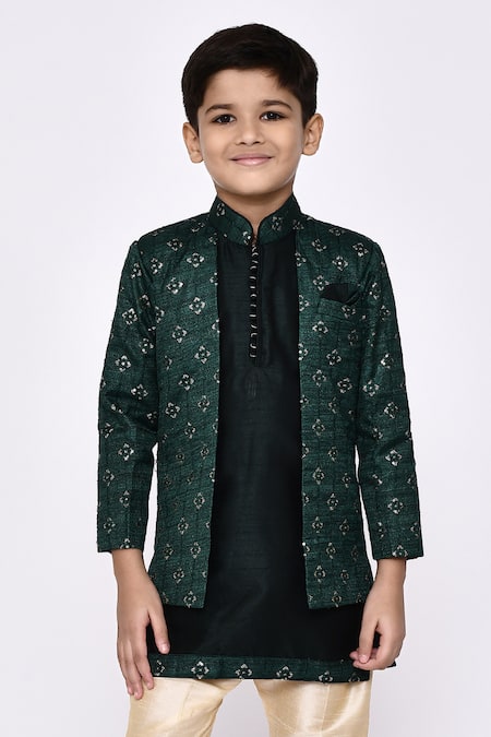 Buy_Petite Pomme_Green Silk Sequins Embroidered Sherwani And Pyjama Set 