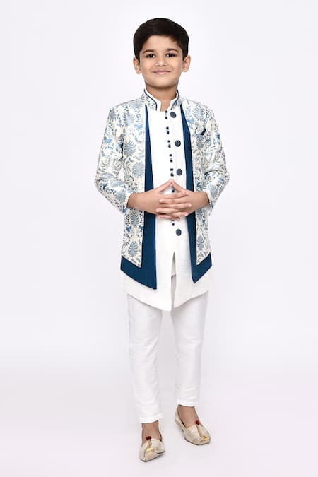 Arihant Rai Sinha Off White Sherwani Jacquard And Banarasi Silk Embroidered Botanical With Pyjama 